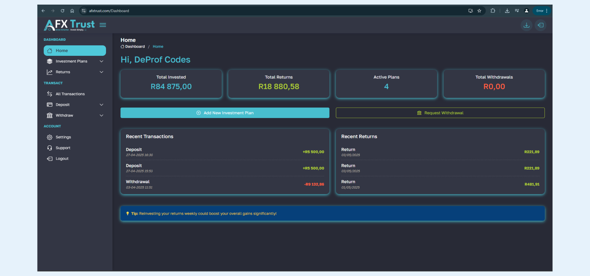 AFX Trust Website